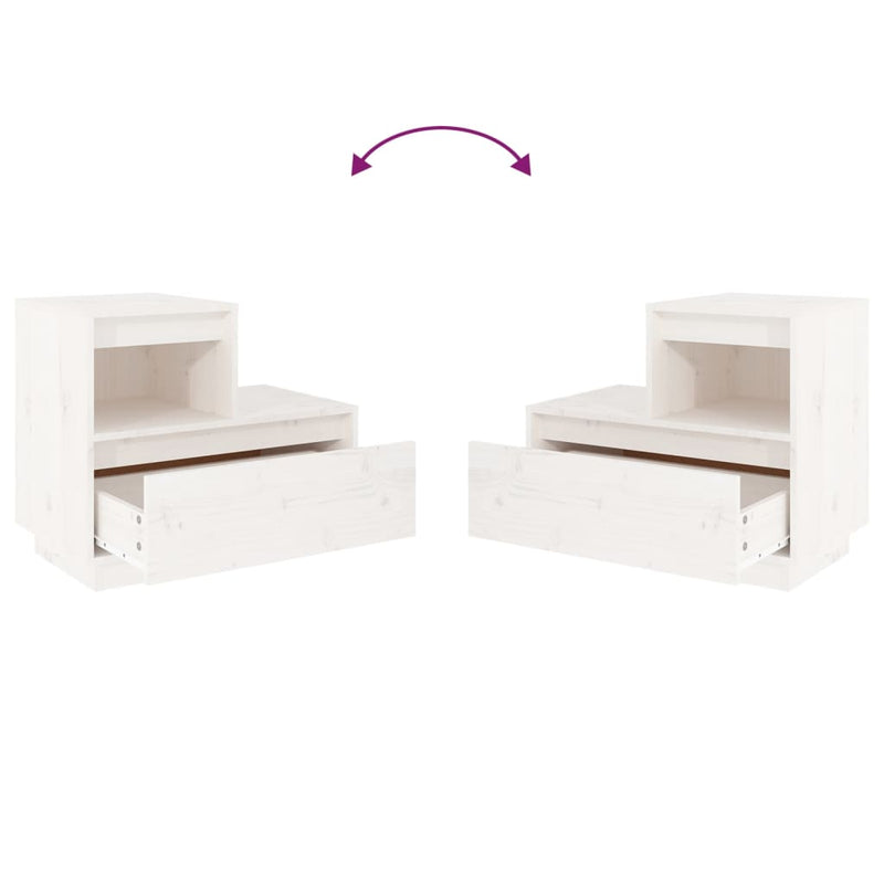vidaXL Bedside Cabinets 2 pcs White 60x34x51 cm Solid Wood Pine
