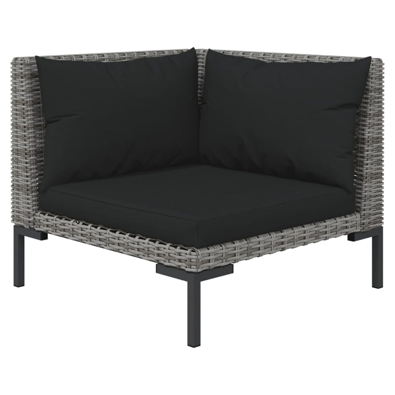 vidaXL 5 Piece Garden Lounge Set with Cushions Poly Rattan Dark Grey