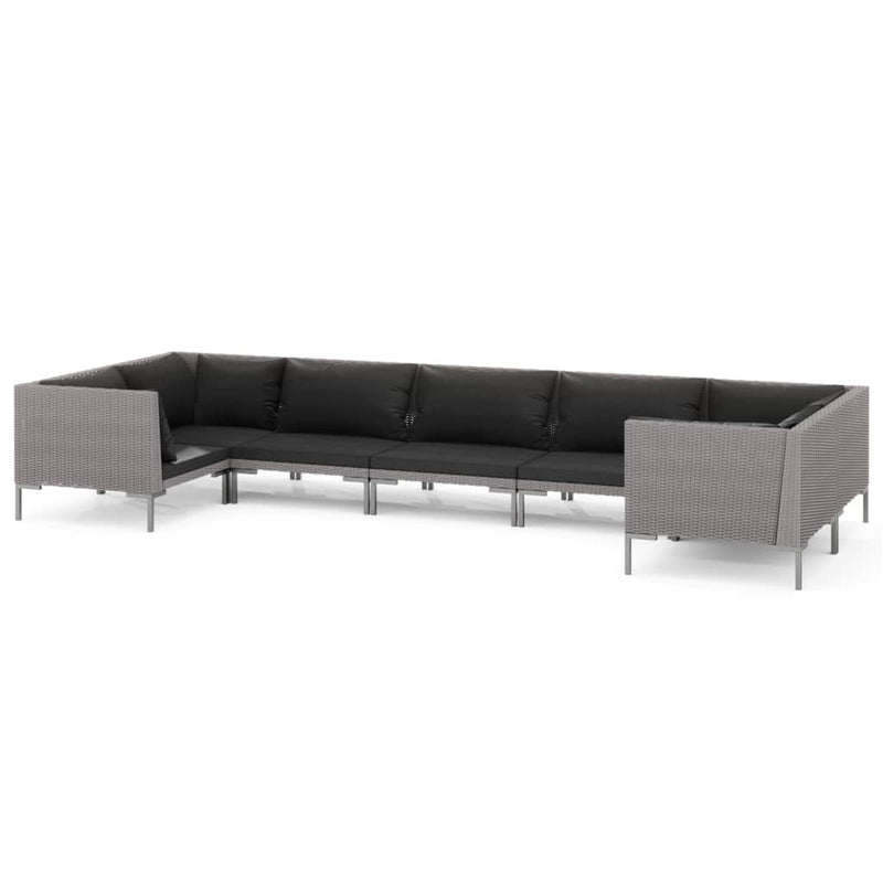 vidaXL 7 Piece Garden Lounge Set with Cushions Poly Rattan Dark Grey