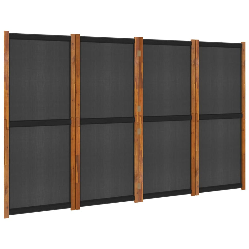 vidaXL 4-Panel Room Divider Black 280x180 cm