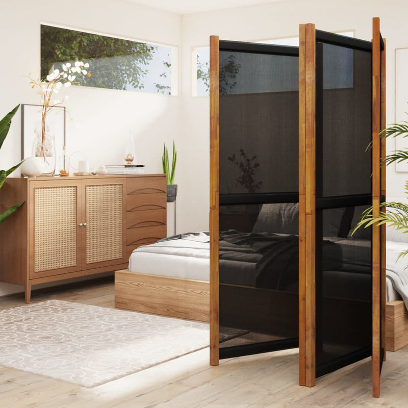 vidaXL 4-Panel Room Divider Black 280x180 cm