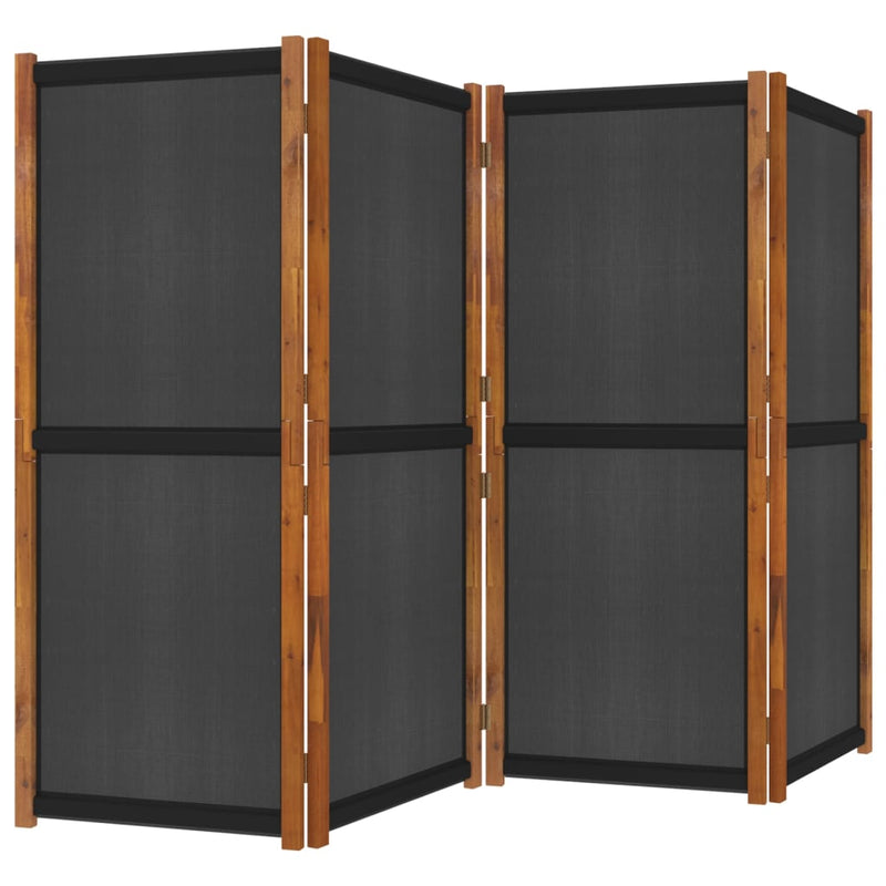 vidaXL 4-Panel Room Divider Black 280x180 cm