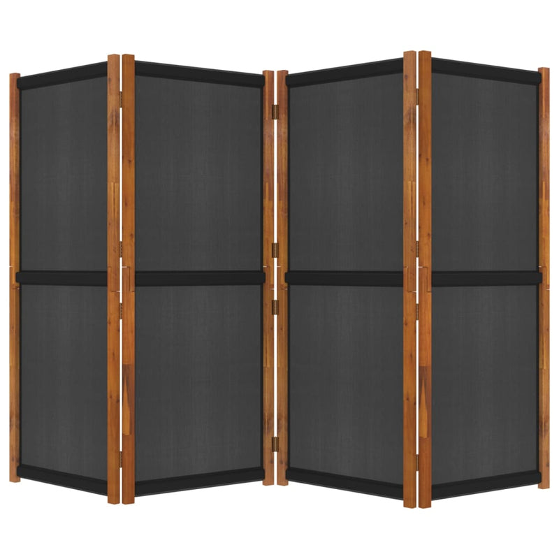 vidaXL 4-Panel Room Divider Black 280x180 cm