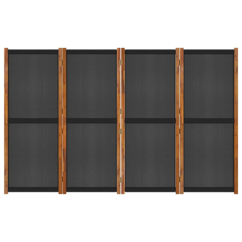 vidaXL 4-Panel Room Divider Black 280x180 cm