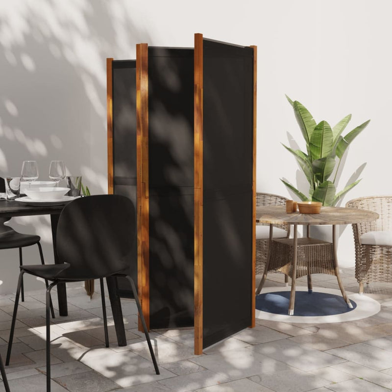 vidaXL 4-Panel Room Divider Black 280x180 cm