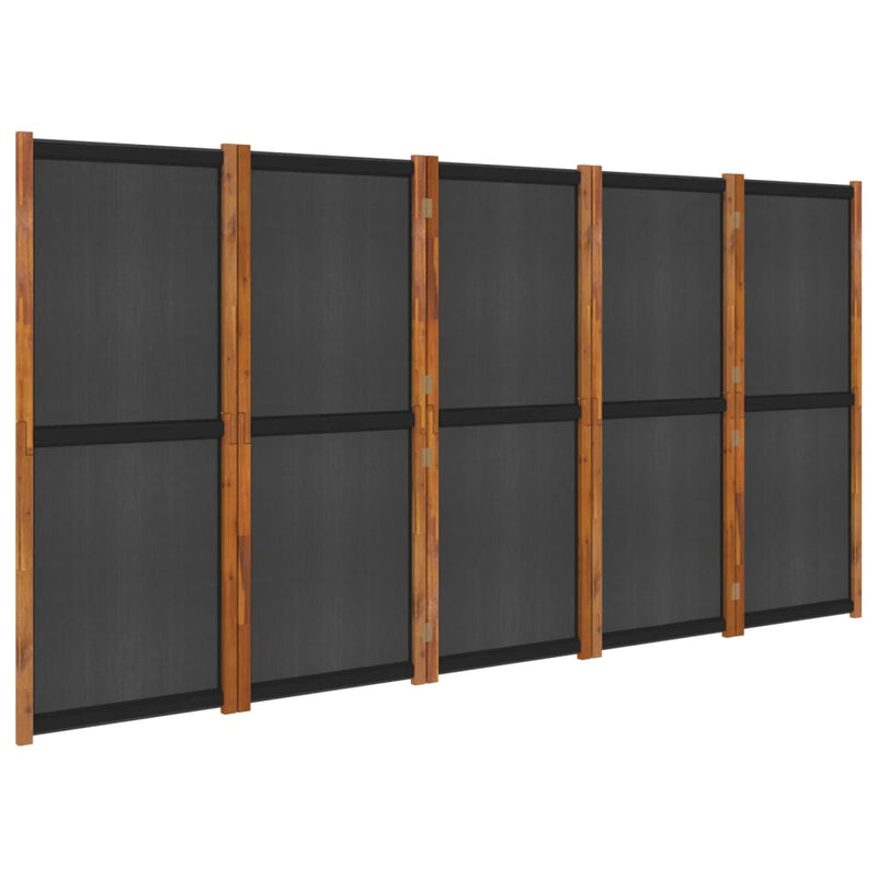 vidaXL 5-Panel Room Divider Black 350x180 cm