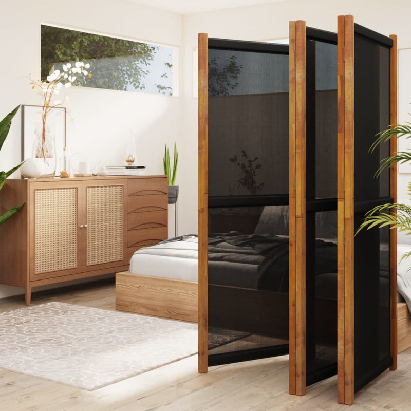 vidaXL 5-Panel Room Divider Black 350x180 cm