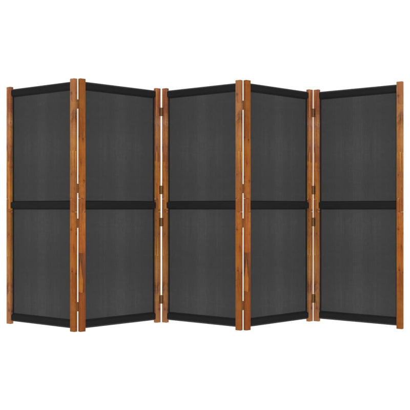 vidaXL 5-Panel Room Divider Black 350x180 cm