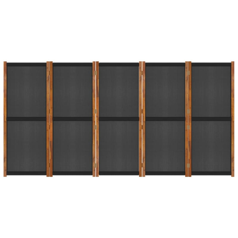 vidaXL 5-Panel Room Divider Black 350x180 cm