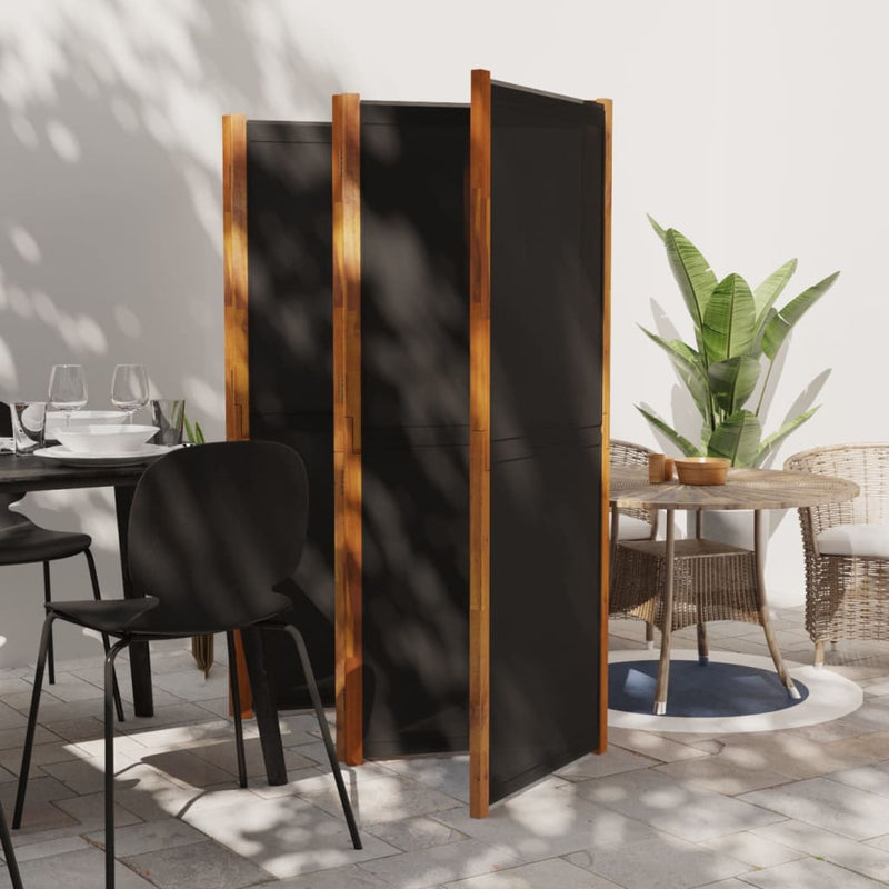 vidaXL 5-Panel Room Divider Black 350x180 cm