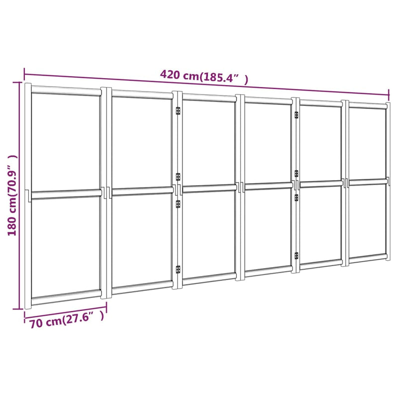 vidaXL 6-Panel Room Divider Black 420x180 cm