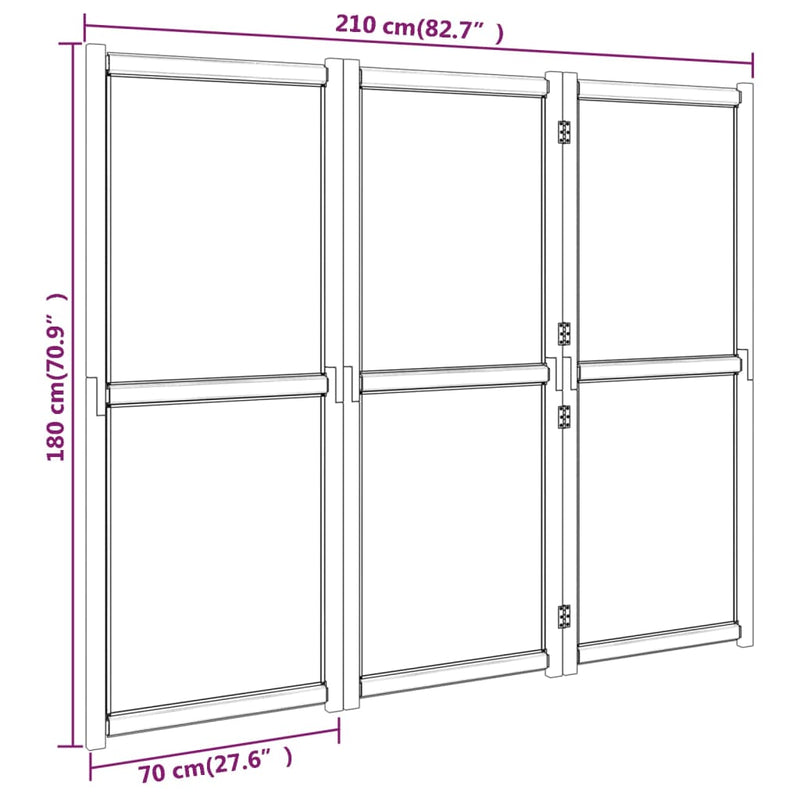 vidaXL 3-Panel Room Divider Cream White 210x180 cm