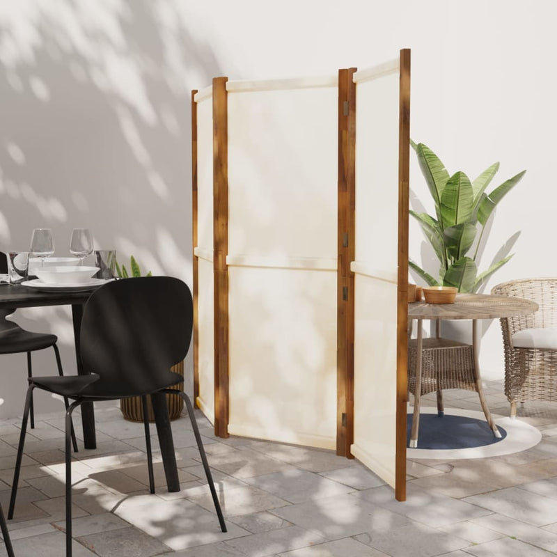 vidaXL 3-Panel Room Divider Cream White 210x180 cm
