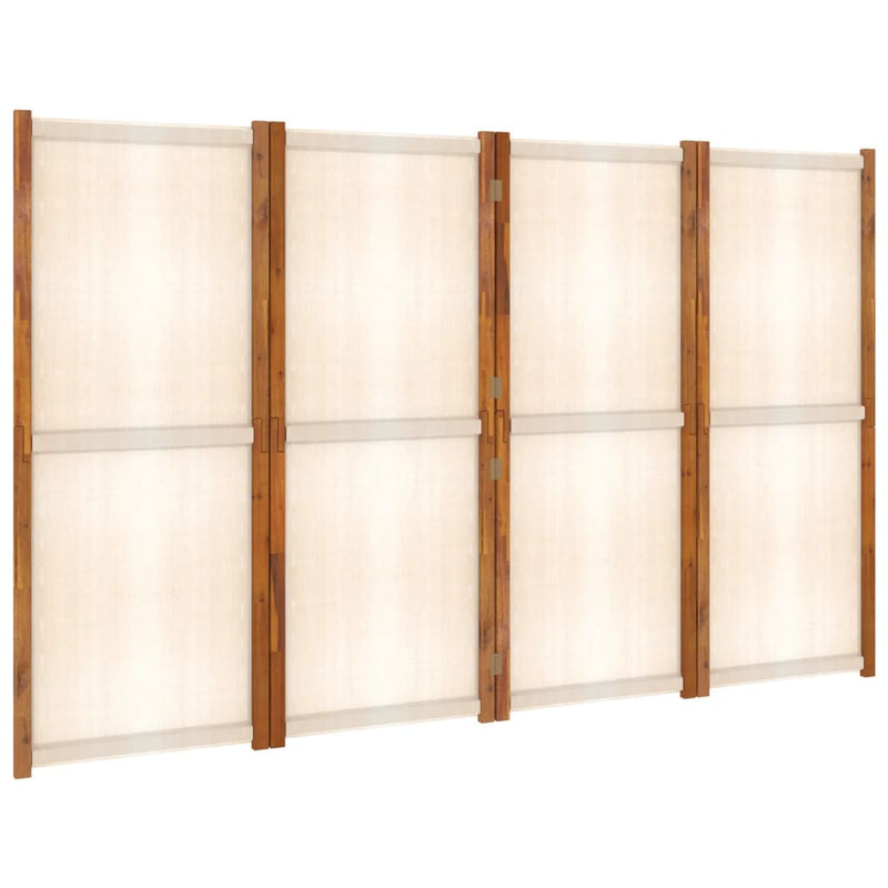 vidaXL 4-Panel Room Divider Cream White 280x180 cm