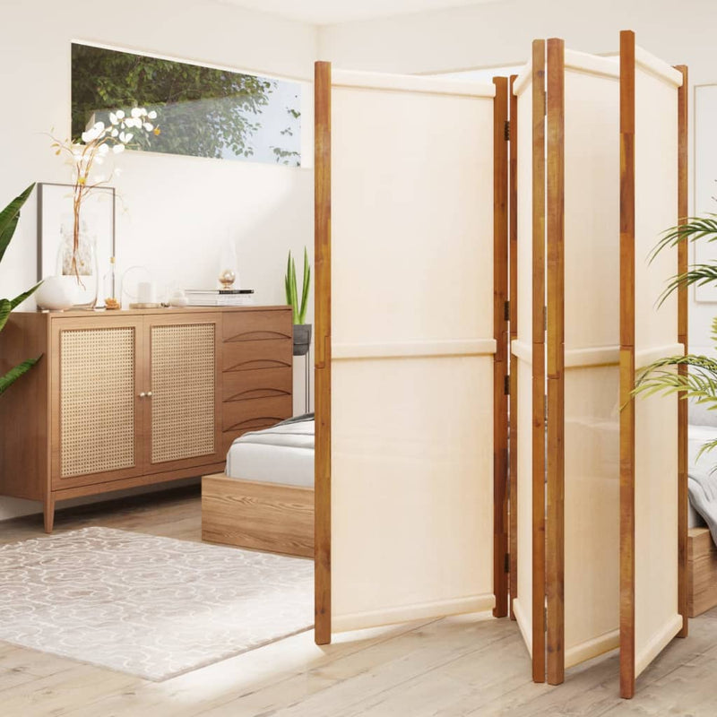 vidaXL 4-Panel Room Divider Cream White 280x180 cm