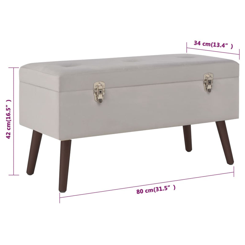 vidaXL Bench with Storage Compartment Grey 80 cm Velvet