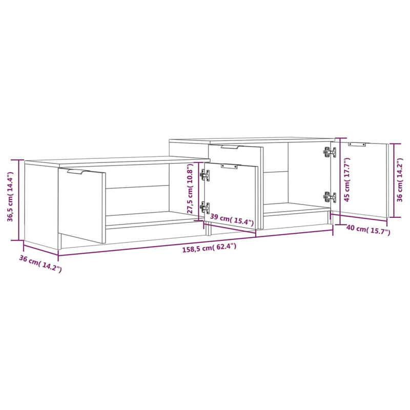 vidaXL TV Cabinet White 158.5x36x45 cm Engineered Wood
