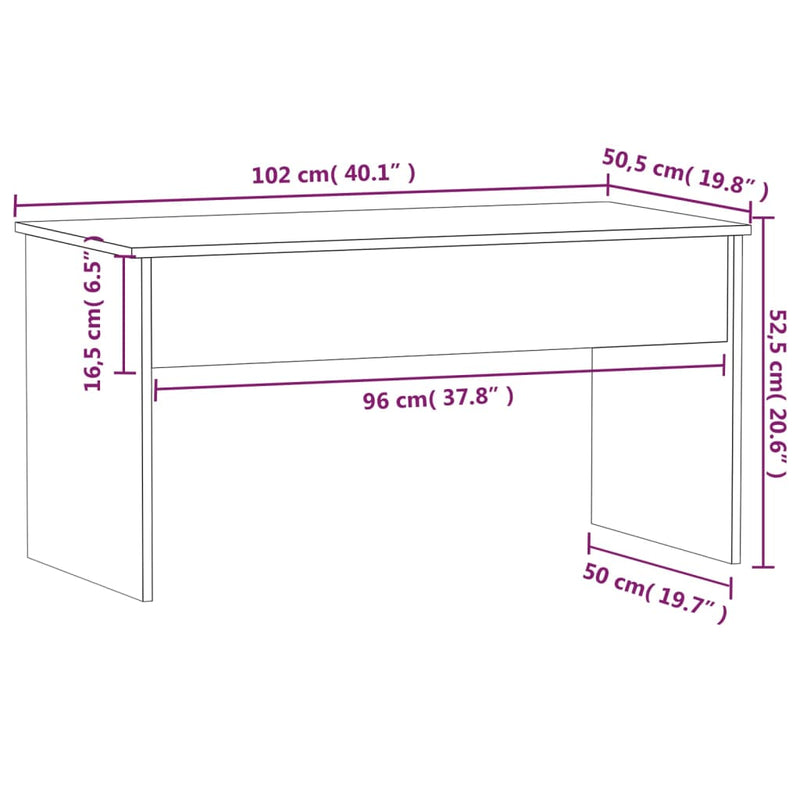vidaXL Coffee Table White 102x50.5x52.5 cm Engineered Wood