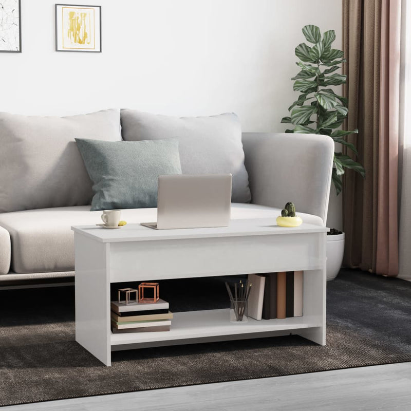 vidaXL Coffee Table High Gloss White 102x50x52.5 cm Engineered Wood