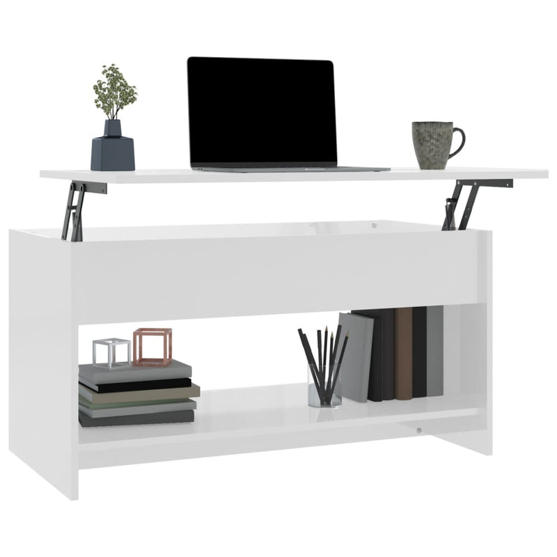vidaXL Coffee Table High Gloss White 102x50x52.5 cm Engineered Wood