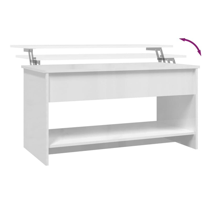 vidaXL Coffee Table High Gloss White 102x50x52.5 cm Engineered Wood