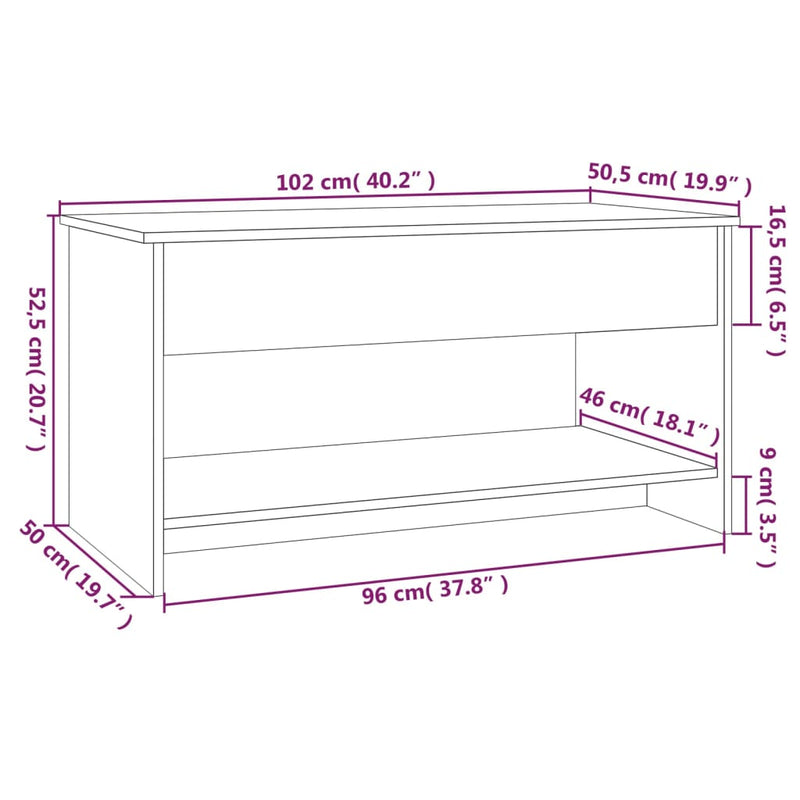 vidaXL Coffee Table High Gloss White 102x50x52.5 cm Engineered Wood