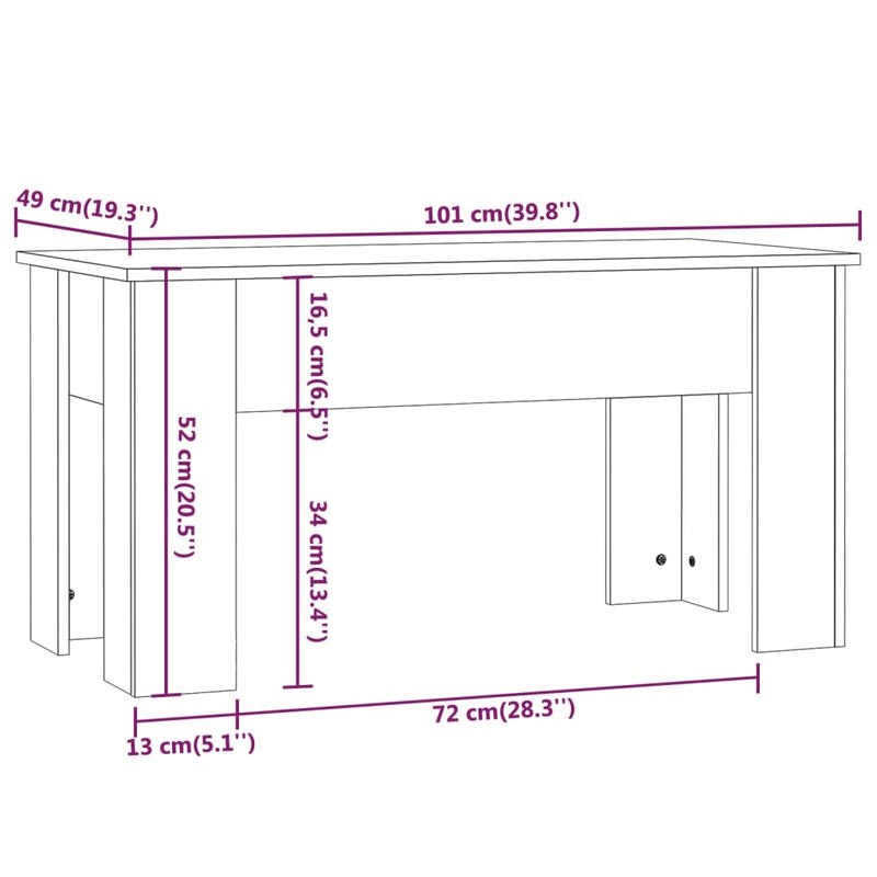 vidaXL Coffee Table White 101x49x52 cm Engineered Wood