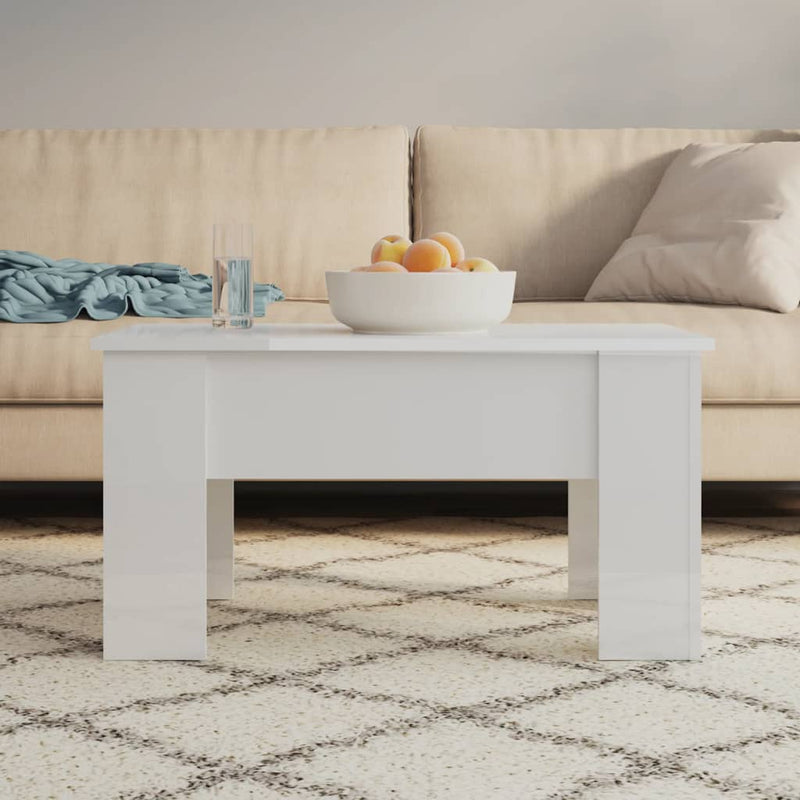 vidaXL Coffee Table High Gloss White 79x49x41 cm Engineered Wood