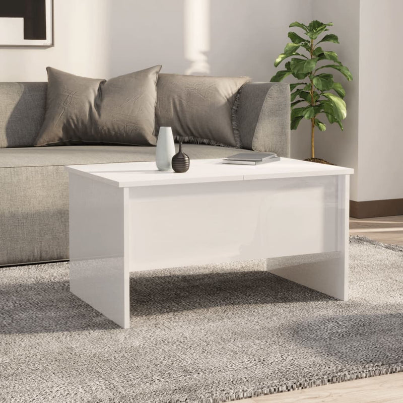 vidaXL Coffee Table High Gloss White 80x50x42.5 cm Engineered Wood