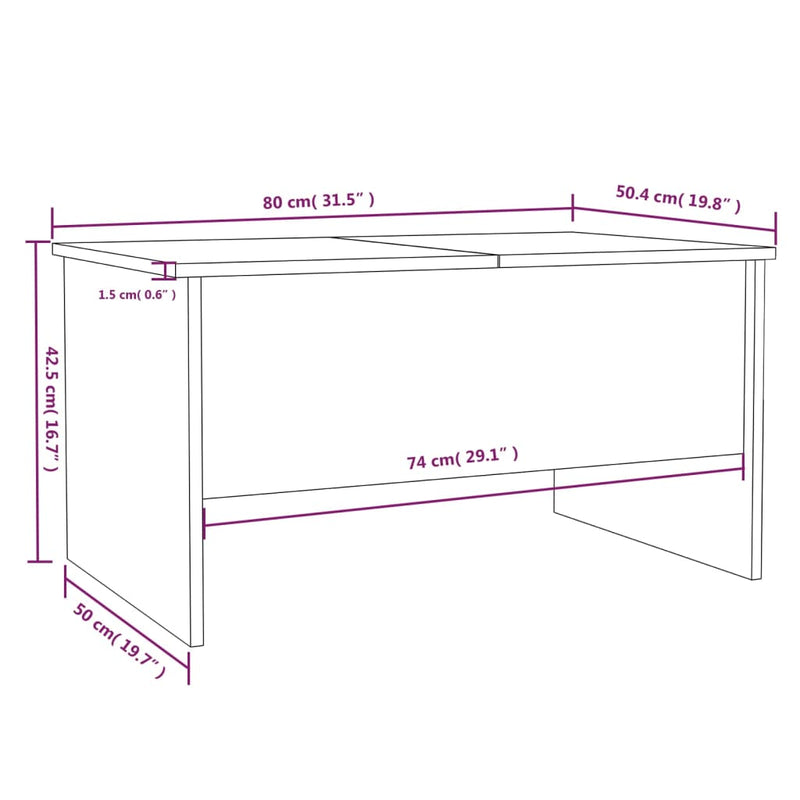 vidaXL Coffee Table High Gloss White 80x50x42.5 cm Engineered Wood