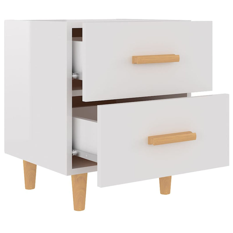 vidaXL Bed Cabinets 2 pcs High Gloss White 40x35x47.5 cm