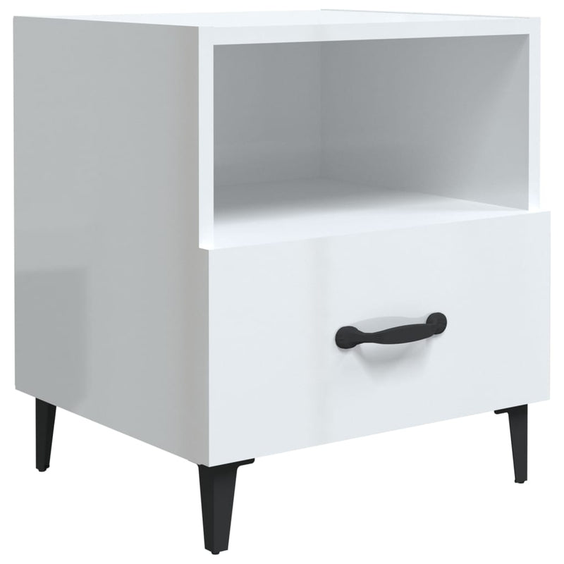 vidaXL Bedside Cabinets 2 pcs High Gloss White Engineered Wood