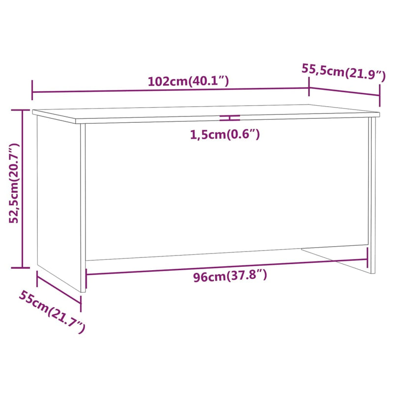 vidaXL Coffee Table Smoked Oak 102x55.5x52.5 cm Engineered Wood