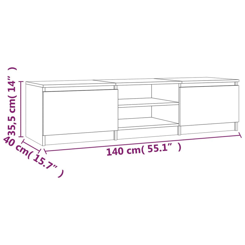 vidaXL TV Cabinet Brown Oak 140x40x35.5 cm Engineered Wood