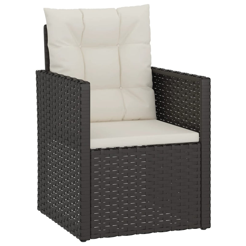vidaXL 3 Piece Outdoor Lounge Set with Cushions Poly Rattan Black