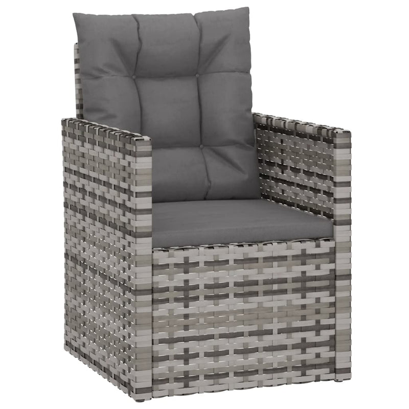 vidaXL 4 Piece Outdoor Lounge Set with Cushions Poly Rattan Grey