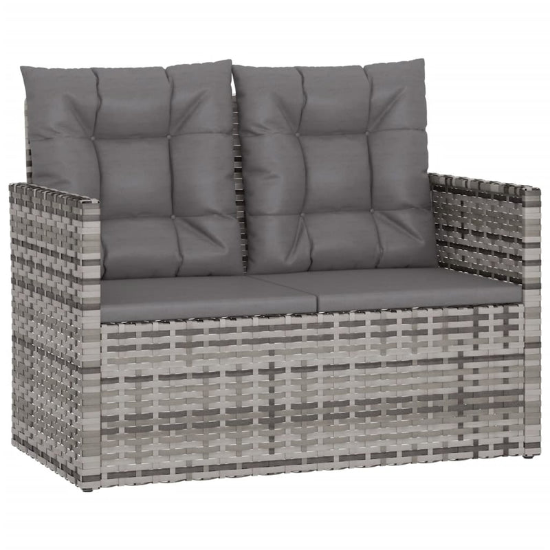 vidaXL 4 Piece Outdoor Lounge Set with Cushions Poly Rattan Grey