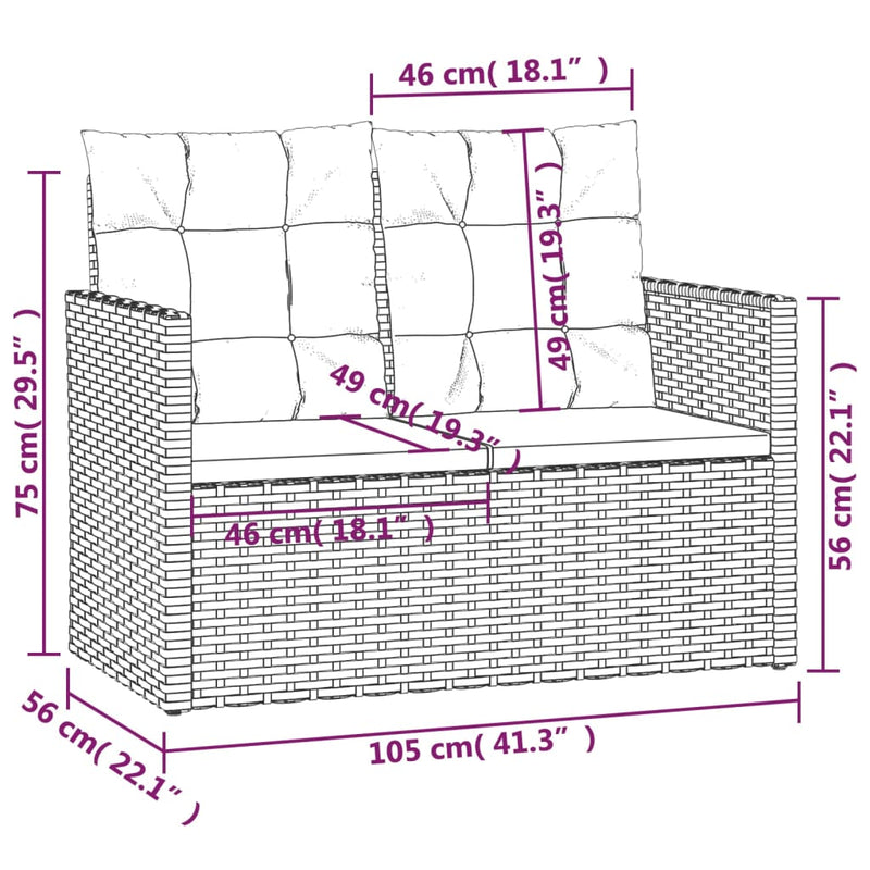 vidaXL 4 Piece Outdoor Lounge Set with Cushions Poly Rattan Grey
