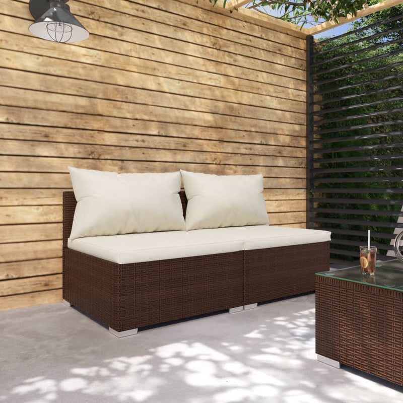 vidaXL 2 Piece Garden Lounge Set with Cushions Poly Rattan Brown