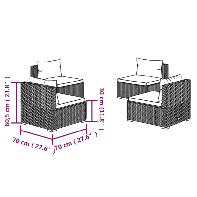 vidaXL 4 Piece Garden Lounge Set with Cushions Poly Rattan Black
