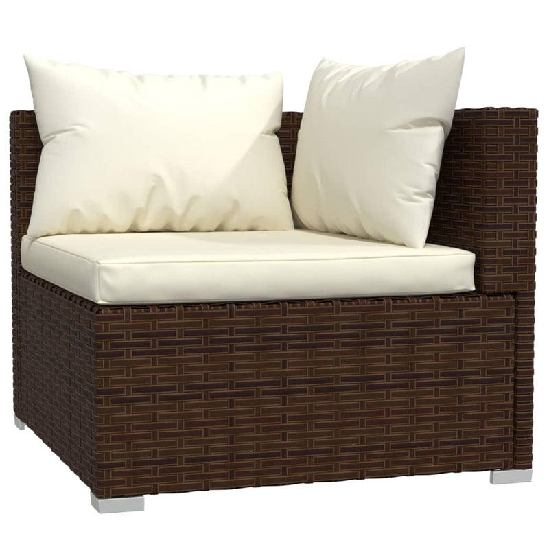 vidaXL 4 Piece Garden Lounge Set with Cushions Poly Rattan Brown