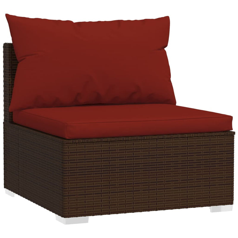 vidaXL 4 Piece Garden Lounge Set with Cushions Poly Rattan Brown