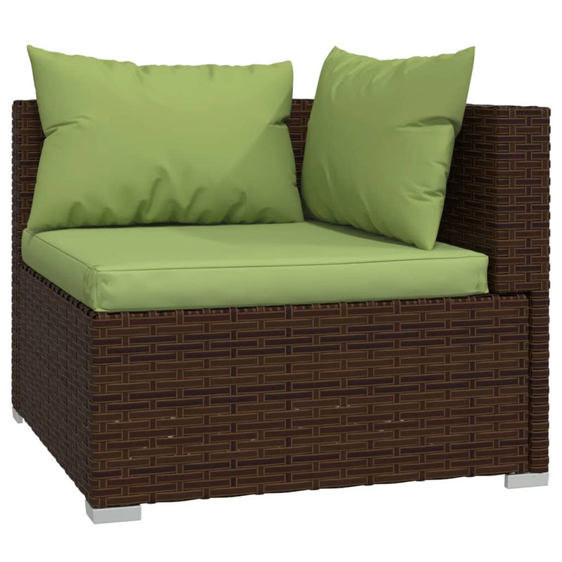 vidaXL 4 Piece Garden Lounge Set with Cushions Poly Rattan Brown