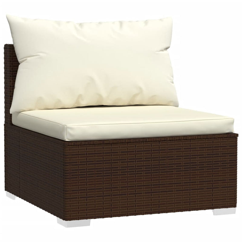 vidaXL 7 Piece Garden Lounge Set with Cushions Poly Rattan Brown