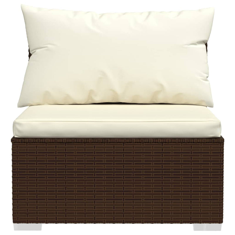 vidaXL 7 Piece Garden Lounge Set with Cushions Poly Rattan Brown