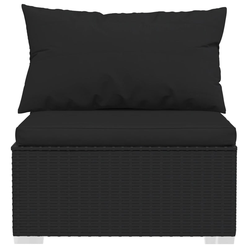 vidaXL 11 Piece Garden Lounge Set with Cushions Poly Rattan Black