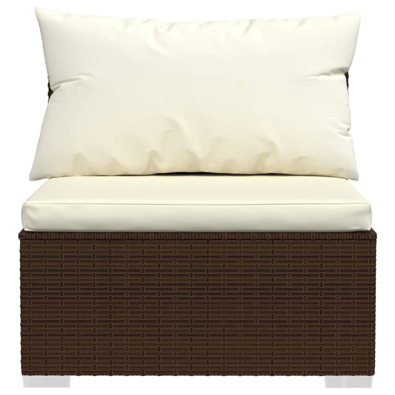 vidaXL 4 Piece Garden Lounge Set with Cushions Poly Rattan Brown