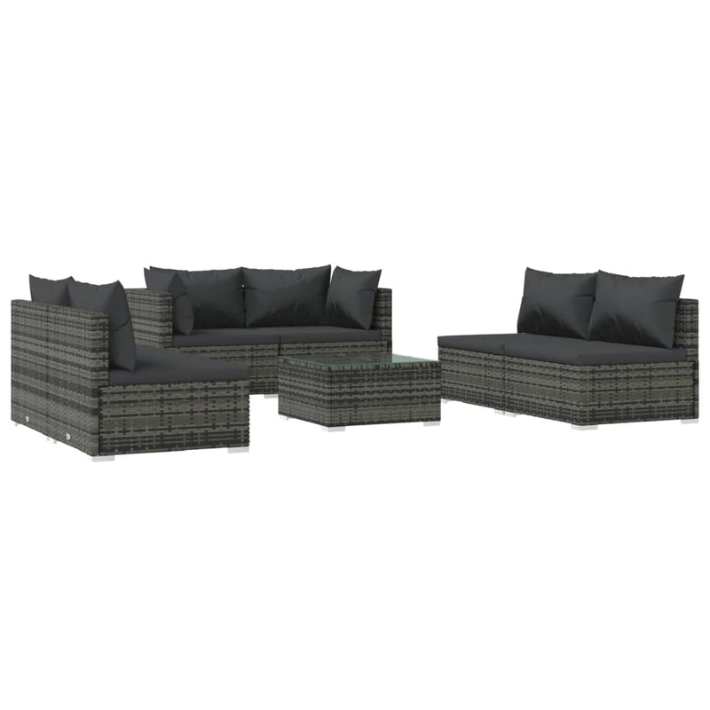 vidaXL 7 Piece Garden Lounge Set with Cushions Poly Rattan Grey