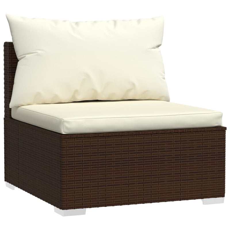vidaXL 7 Piece Garden Lounge Set with Cushions Poly Rattan Brown