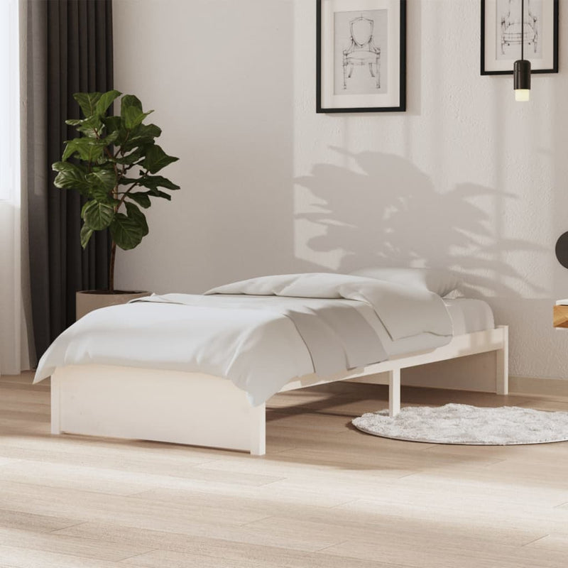 vidaXL Bed Frame without Mattress White Solid Wood 90x190 cm